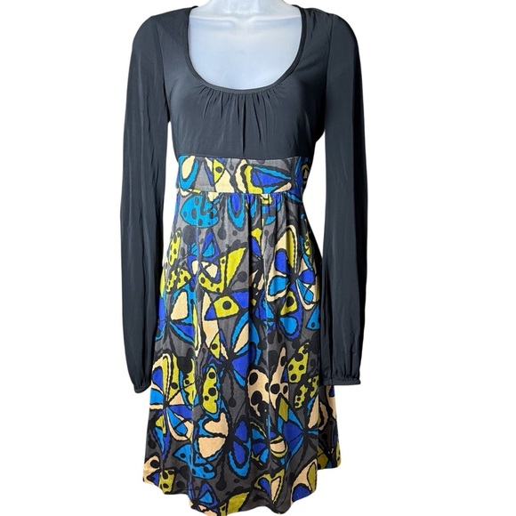 Trina Turk Silk Midi Fit & Flare Dress Butterflies Forrest Fairy Elvin Fae Small - Picture 2 of 8